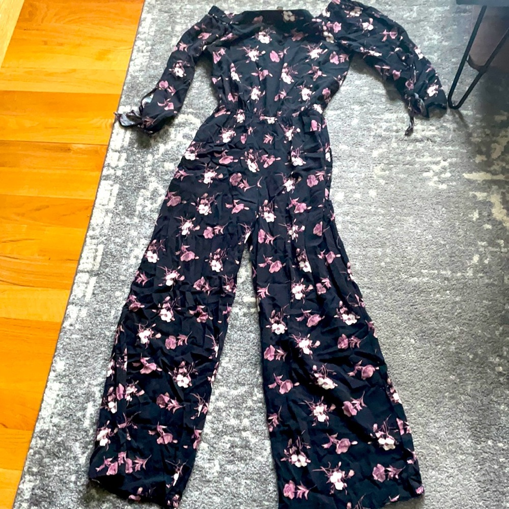 Black floral jumpsuit